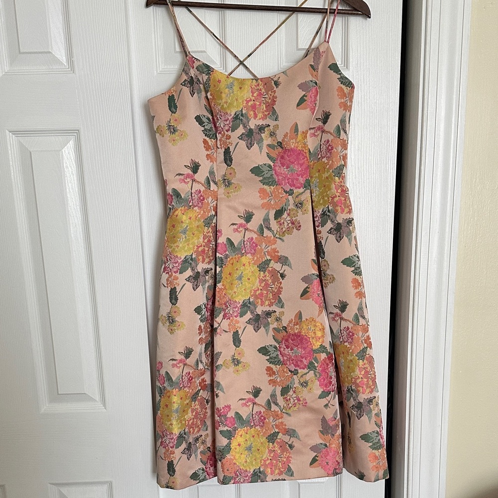 Adrianna Papell Floral Midi Dress - Pink and Yellow